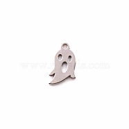 304 Stainless Steel Charms, Ghost, for Halloween, Stainless Steel Color, 11.5x7x1mm, Hole: 1mm(STAS-CJC0011-06P)