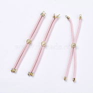 Nylon Twisted Cord Bracelet Making, Slider Bracelet Making, with Brass Findings, Cadmium Free & Lead Free, Long-Lasting Plated, Tree of Life, Pink, Real 18K Gold Plated, 210~220x2mm, Hole: 2mm(MAK-F018-13G-RS)