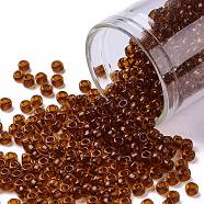 TOHO Round Seed Beads, Japanese Seed Beads, (2154) Transparent Marmalade, 8/0, 3mm, Hole: 1mm, about 10000pcs/pound(SEED-TR08-2154)