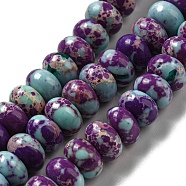 Synthetic Imperial Jasper Dyed Beads Strands, Rondelle, Purple, 8~8.5x5~5.5mm, Hole: 1.2mm, about 76~77pcs/strand, 15.20''~15.47"(38.6~39.3cm)(G-D077-E01-01B)