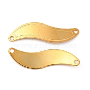 201 Stainless Steel Connector Charms, Wave Links, Real 24K Gold Plated, 30x9x0.8mm, Hole: 1.5mm(STAS-P320-06G)