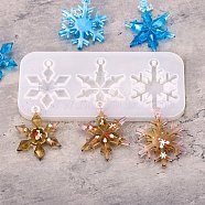 DIY Pendant Silicone Molds, Resin Casting Molds, Clay Craft Mold Tools, Snowflake, White, 147x70x8.5mm, Hole: 4mm(DIY-P028-08)