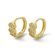 Rack Plating Brass Clear Cubic Zirconia Hoop Earrings for Women, Long-Lasting Plated, Lead Free & Cadmium Free, Flat Round with Oval Pattern, Real 18K Gold Plated, 14.5x16x7mm, Pin: 1.1mm(EJEW-M213-37G)