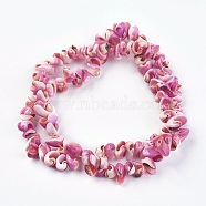 Natural Spiral Shell Beads Strands, Dyed, Nuggets, Hot Pink, 7~12mm, Hole: 1mm, about 100pcs/strand, 16.33 inch(41.5cm)(BSHE-P026-28)