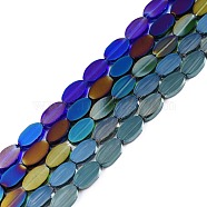 Painted Transparent Glass Beads Strands, Oval, Mixed Color, 10x6x3mm, Hole: 1mm, about 54~60Pcs/strand, 20.47~23.62''(52~60cm)(GLAA-E033-06C)