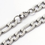 304 Stainless Steel Figaro Chains Necklaces, with Lobster Claw Clasps, Stainless Steel Color, 23.6 inch(59.9cm)(NJEW-I060-09A)