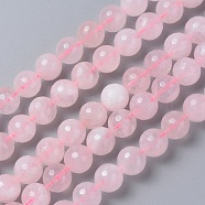 Natural Rose Quartz Beads Strands, Faceted, Round, 12mm, Hole: 1mm(G-C065-12mm-3)