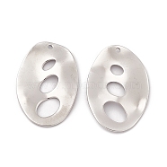 304 Stainless Steel Pendants, Oval Charm, Stainless Steel Color, 34x22x1mm, Hole: 1.5mm(STAS-B031-11P)