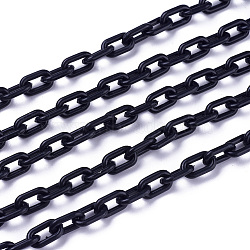 ABS Plastic Cable Chains, Oval, Black, 13.5~14x8x2mm, 14.9 inch~15.35 inch(38~39cm)/strand(KY-E007-02A)