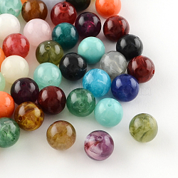 Round Imitation Gemstone Acrylic Beads, Mixed Color, 16mm, Hole: 2mm(X-OACR-R029-16mm-M)