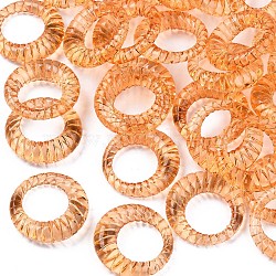 Transparent Acrylic Finger Rings, Textured, Orange, US Size 6 3/4(17.1mm)(RJEW-T010-05G)