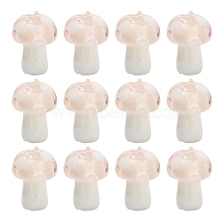 10Pcs Mushroom Handmade Lampwork Beads, Misty Rose, 12.5~14x10~11mm, Hole: 1.5mm(LAMP-YW0001-08C)
