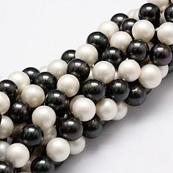 Shell Pearl Bead Strands, Grade A, Round, Mixed Color, 8mm, Hole: 1mm, about 49~52pcs/strand, 16 inch(BSHE-L017-13)