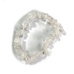 Natural Quartz Crystal Stretch Bracelets, Chip, Inner Diameter: 2-1/8~2-3/8 inch(5.5~6cm)(PW-WG56138-39)