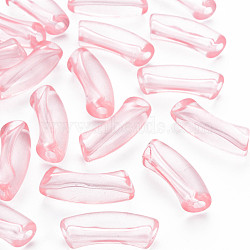 Transparent Acrylic Beads, Curved Tube, Pink, 36x13.5x11.5mm, Hole: 4mm, about 148pcs/500g(MACR-S372-001C-002)