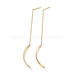 Ion Plating(IP) 304 Stainless Steel Curved Bar Dangle Stud Earring Findings, Earring Thread, Golden, 115x2mm(STAS-Q310-01G)