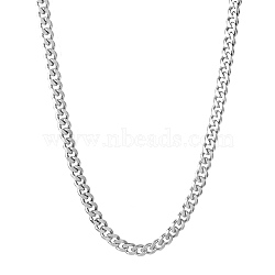 201 Stainless Steel Curb Chain Necklaces for Men, Stainless Steel Color, 23.82 inch(60.5cm), Link: 3.5x2.5x1mm(NJEW-Q336-08B-P)