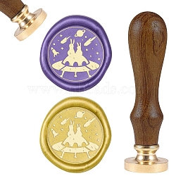 DIY Scrapbook, Brass Wax Seal Stamp and Wood Handle Sets, Other Pattern, 83x22mm, Head: 7.5mm, Stamps: 25x14.5mm(AJEW-WH0131-019)