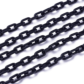 ABS Plastic Cable Chains, Oval, Black, 13.5~14x8x2mm, 14.9 inch~15.35 inch(38~39cm)/strand