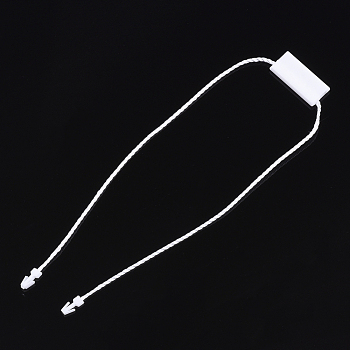 Polyester Cord with Seal Tag, Plastic Hang Tag Fasteners, White, 250~255x1mm, Seal Tag: 20x9x3mm and 8x3.5x2mm, about 1000pcs/bag
