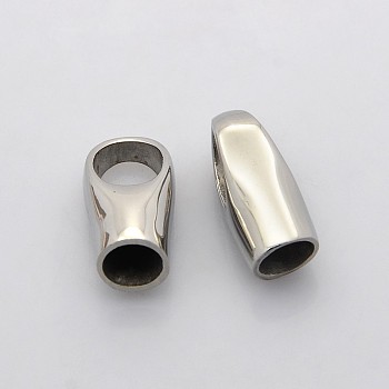 304 Stainless Steel Cord Ends, End Caps, Stainless Steel Color, 19x10x8mm, Hole: 7x9mm, Inner Diameter: 6mm