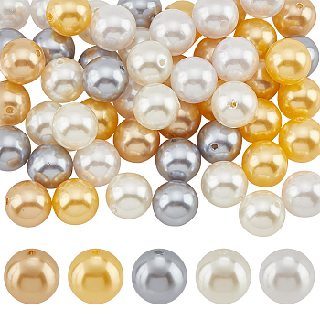Elite 1 Set ABS Plastic Imitation Pearl Beads, Round, Mixed Color, 19mm, Hole: 2mm, 5 colors, 12pcs/color, 60pcs/set