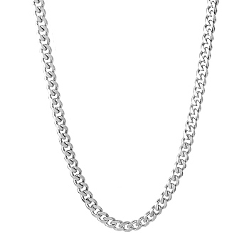 201 Stainless Steel Curb Chain Necklaces for Men, Stainless Steel Color, 23.82 inch(60.5cm), Link: 3.5x2.5x1mm