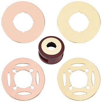 CRASPIRE 4Pcs 2 Colors, 2 Style Iron Sealing Wax Seal Stamp Shim, for DIY Scrapbook, Golden & Rose Gold, 59x1.5mm, Inner Diameter: 30~38mm, 1pc/color