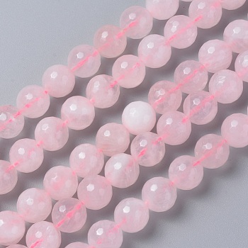 Natural Rose Quartz Beads Strands, Faceted, Round, 12mm, Hole: 1mm