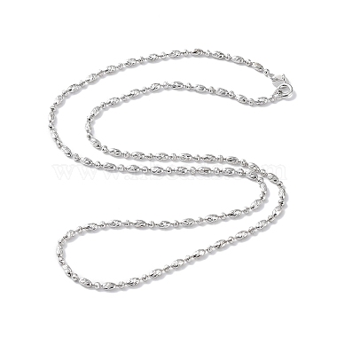 Rhodium Plated 925 Sterling Silver Oval Ball Chain Necklace for Women(NJEW-A014-02P)-2