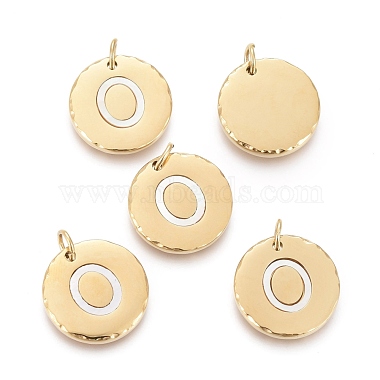 Golden Seashell Color Flat Round Stainless Steel+Other Material Pendants