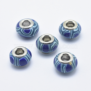 Prussian Blue Rondelle Polymer Clay European Beads