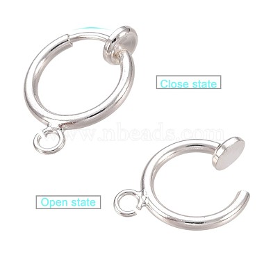 Brass Clip-on Hoop Earring Findings(KK-P102-01S)-2