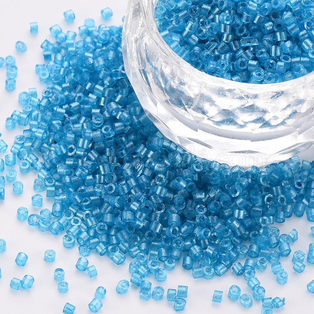 Fluorescent Color Transparent Glass Cylinder Beads, Seed Beads, Baking  Paint, Round Hole, Dodger Blue, 1.5~2x1~2mm, Hole: 0.8mm, about  8000pcs/bag