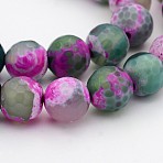Natural Fire Crackle Agate Faceted Round Beads Strands, Dyed, Grade A, Cadet Blue, 10mm, Hole: 1mm, about 37pcs/strand, 15 inch(G-A134-02F-10mm)