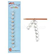 Cube Charm Knitting Row Counter Chains, Alloy & Iron 0~9 Numbered Stitch Marker for Tracking Project Progress, Fit for Needles Up To 9mm, Antique Silver, 15.8cm(HJEW-PH01692)