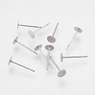304 Stainless Steel Stud Earring Findings, Stainless Steel Color, 12x4mm, Pin: 0.7mm(STAS-P208-02P-01)