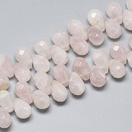 Natural Rose Quartz Beads Strands, Top Drilled Beads, Faceted, Teardrop, 11.5~12x8mm, Hole: 0.8mm, about 40pcs/strand, 8.2 inch(G-S357-C01-07)