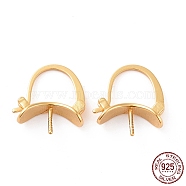 925 Sterling Silver Hoop Earring Findings, Arch, for Half Drilled Beades, Golden, 13x13x4.7mm, Pin: 0.7mm, Fit for 15mm Beads(STER-D035-25G)