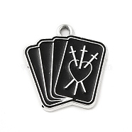 Alloy Enamel Pendants, Platinum, Playing Cards with Heart & Sword Charm, Rectangle Pattern, 21.5x20x1mm, Hole: 1.8mm(ENAM-I053-D03)