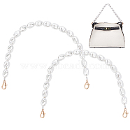 Elite 2Pcs Plastic Imitation Pearl Bead Bag Straps, with Alloy Lobster Claw Clasp, for Handbag Handle Replacement Accessories, Golden, 30.2cm(FIND-PH0008-21)