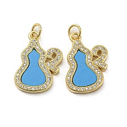 Brass Micro Pave Cubic Zirconia Pendants, with Synthetic Turquoise, Gourd, Dodger Blue, 21x15x2.5mm(KK-H457-05G-02)