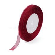 Sheer Organza Ribbon, Wide Ribbon for Wedding Decorative, Dark Red, 1 inches(25mm), 250Yards(228.6m)(RS25mmY-033)