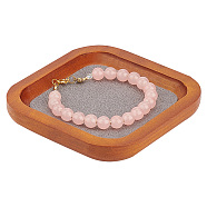 Wood Jewelry Storage Tray with Velvet Mat Inside, Cosmetics Jewelry Organizer, Square, Dark Gray, 10.05x10.05x1.5cm, Inner Diameter: 72x72mm(ODIS-WH0017-081B)