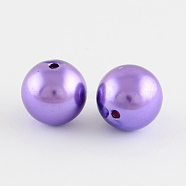 ABS Plastic Imitation Pearl Round Beads, Blue Violet, 10mm, Hole: 2mm, about 1000pcs/500g(SACR-S074-10mm-A64)