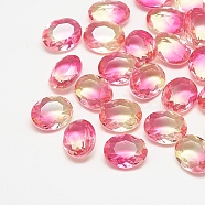 Pointed Back Glass Rhinestone Cabochons, Imitation Tourmaline, Faceted, Oval, Light Rose, 10x8x4mm(RGLA-T080-8x10-007TO)