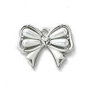 Alloy and Resin Pendant, Bowknot, Platinum, 15x18x4mm, Hole: 1.4mm(FIND-Z045-02P)