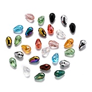 Mixed Style Glass Beads, Faceted, Teardrop, Mixed Color, 12x7~8mm, Hole: 1.6mm, about 50pcs/bag(GLAA-O021-01A-M)