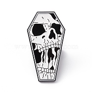 White Halloween Enamel Pin, Electrophoresis Black Alloy Brooch for Backpack Clothes, Skull Pattern, 30.5x17x2mm, Pin: 1.2mm(JEWB-A005-12-02)