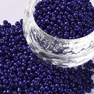 Baking Paint Glass Seed Beads, Blue, 12/0, 1.5~2mm, Hole: 0.5~1mm, about 30000pcs/bag(SEED-S001-K6)